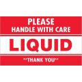 3 x 5" - "Please Handle With Care - Liquid - Thank You" Labels