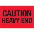 2 x 3" - "Caution - Heavy End" (Fluorescent Red) Labels