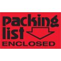 3 x 5" - "Packing List Enclosed" (Fluorescent Red) Labels