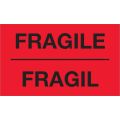 3 x 5" - "Fragil" (Fluorescent Red) Bilingual Labels