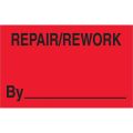 1 1/4 x 2" - "Repair/Rework By" (Fluorescent Red) Labels