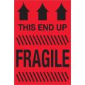 4 x 6" - "This End Up - Fragile" (Fluorescent Red) Labels