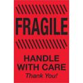 4 x 6" - "Fragile - Handle With Care" (Fluorescent Red) Labels