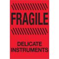 4 x 6" - "Fragile - Delicate Instruments" (Fluorescent Red) Labels