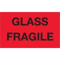 3 x 5" - "Glass - Fragile" (Fluorescent Red) Labels