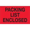 3 x 5" - "Packing List Enclosed" (Fluorescent Red) Labels