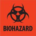 2 x 2" - "Biohazard" Fluorescent Red Labels