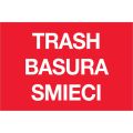 2 x 3" Red Rectangle "Trash/Basura/Smieci"