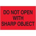 2 x 3" - "Do Not Open with Sharp Object" (Fluorescent Red) Labels