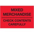 2 x 3" - "Mixed Merchandise - Check Contents Carefully" (Fluorescent Red) Labels