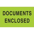 3 x 5" - "Documents Enclosed" (Fluorescent Green) Labels