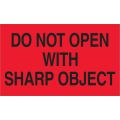 3 x 5" - "Do Not Open with Sharp Object" (Fluorescent Red) Labels