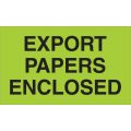 3 x 5" - "Export Papers Enclosed" (Fluorescent Green) Labels