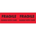 3 x 10" - "Fragile - Handle With Care" (Fluorescent Red) Labels