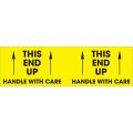 3 x 10" - "This End Up - Handle With Care" (Fluorescent Yellow) Labels