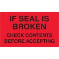 3 x 5" - "Check Contents Before Accepting" (Fluorescent Red) Labels