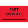 3 x 5" - "Part Number" (Fluorescent Red) Labels