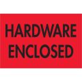 2 x 3" - "Hardware Enclosed" (Fluorescent Red) Labels