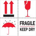 4 x 4" - "Fragile - Keep Dry" Labels